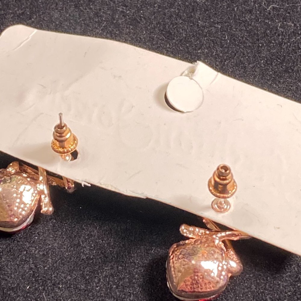 NW📌 Stunning RED Oval ear studs Rose Gold plated - Picture 6 of 12